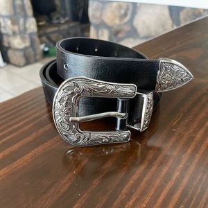 Black leather belt